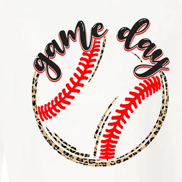 Game Day Baseball Life Softball Life Mom Mothers Day Leopard Cropped Pullover Crew