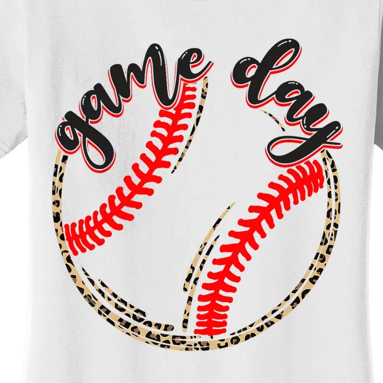 Game Day Baseball Life Softball Life Mom Mothers Day Leopard Women's T-Shirt