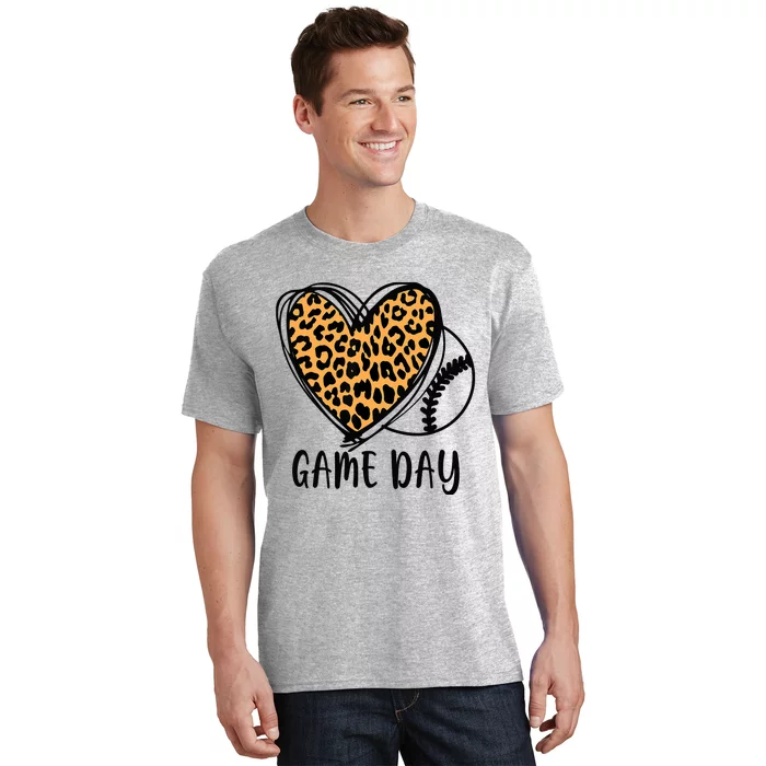 Game Day Baseball Life Softball Life Leopard Mothers Day Mom T-Shirt