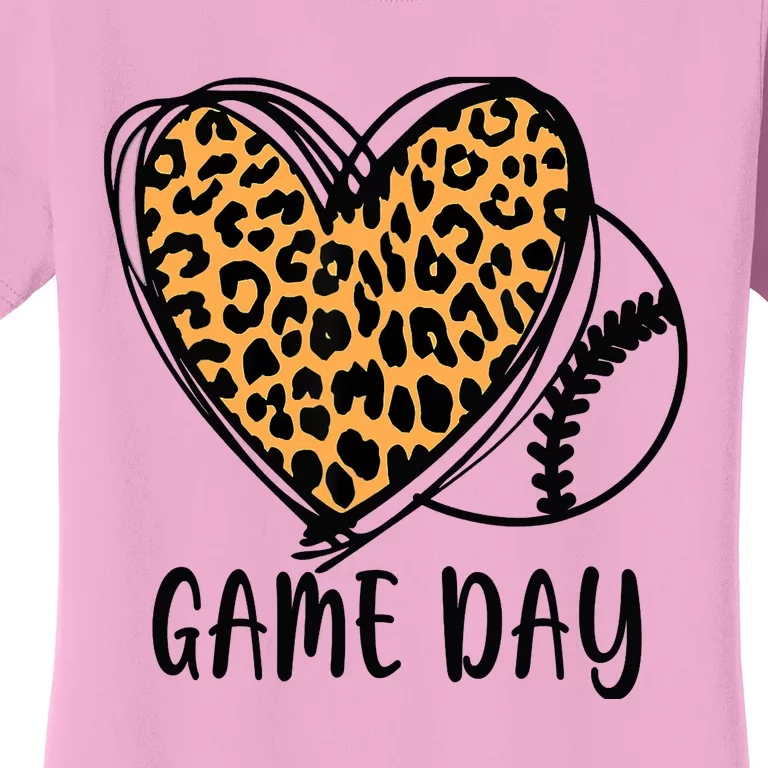 Game Day Baseball Life Softball Life Leopard Mothers Day Mom Women's T-Shirt