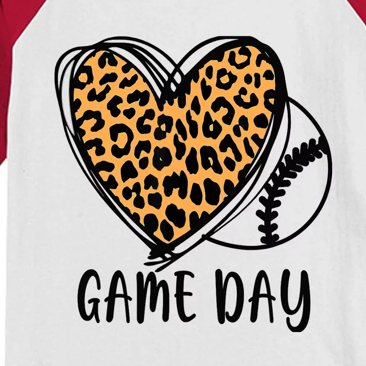 Game Day Baseball Life Softball Life Leopard Mothers Day Mom Kids Colorblock Raglan Jersey