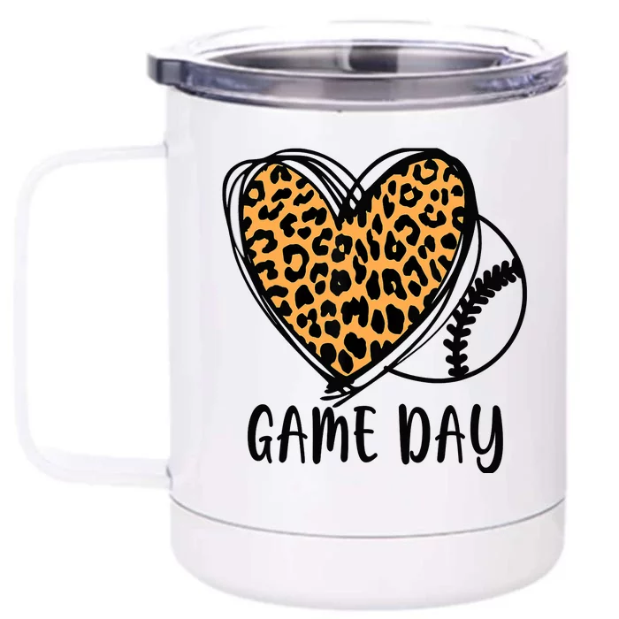 Game Day Baseball Life Softball Life Leopard Mothers Day Mom Front & Back 12oz Stainless Steel Tumbler Cup