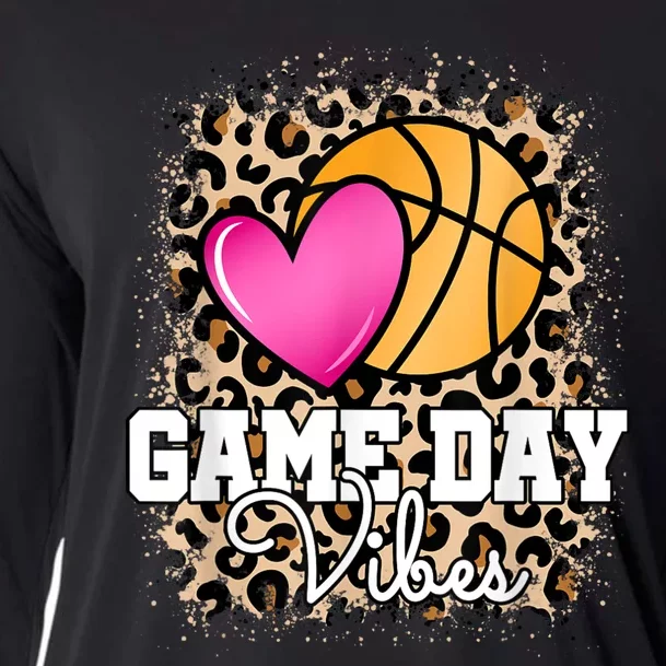 Game Day Basketball Leopard Print Women Girls Basketball Cooling Performance Long Sleeve Crew