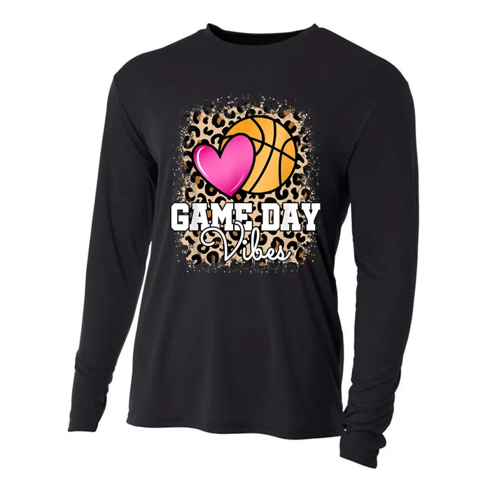 Game Day Basketball Leopard Print Women Girls Basketball Cooling Performance Long Sleeve Crew