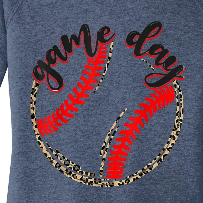 Game Day Baseball Life Softball Life Mom Mothers Day Leopard Women's Perfect Tri Tunic Long Sleeve Shirt