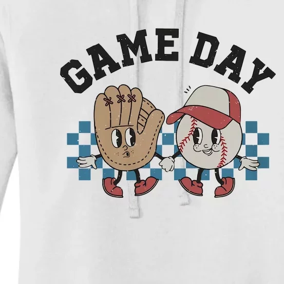 Game Day Baseball Lover Retro Baseball Player Team Support Matching Women's Pullover Hoodie