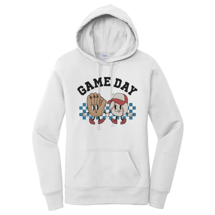 Game Day Baseball Lover Retro Baseball Player Team Support Matching Women's Pullover Hoodie