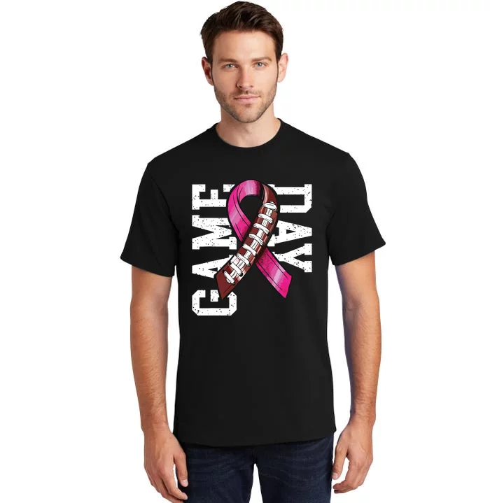 Game Day Breast Cancer Awareness Pink Football Ribbon Tall T-Shirt