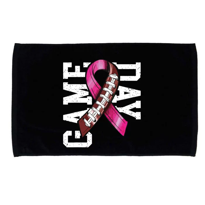 Game Day Breast Cancer Awareness Pink Football Ribbon Microfiber Hand Towel