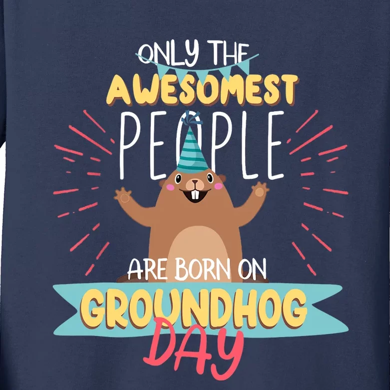 Groundhog Day Birthday 2021 Groundhog Lovers Gifts Kids Long Sleeve Shirt