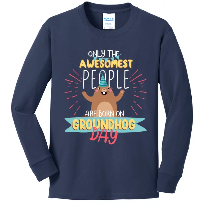 Groundhog Day Birthday 2021 Groundhog Lovers Gifts Kids Long Sleeve Shirt