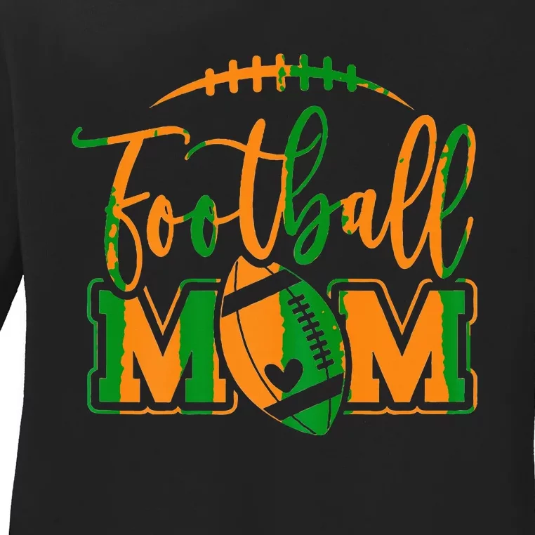 Game Day Black And Orange High School Football Football Mom Ladies Long Sleeve Shirt