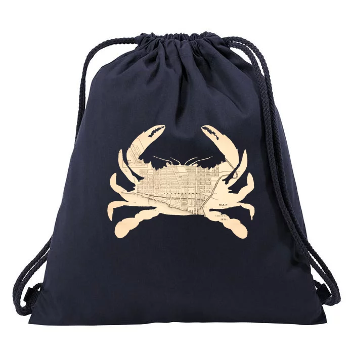 Georgetown Dc Blue Crab Silhouette Map Great Gift Drawstring Bag