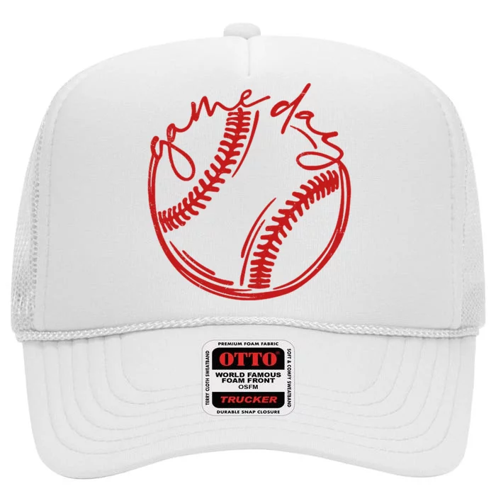 Game Day Baseball High Crown Mesh Trucker Hat