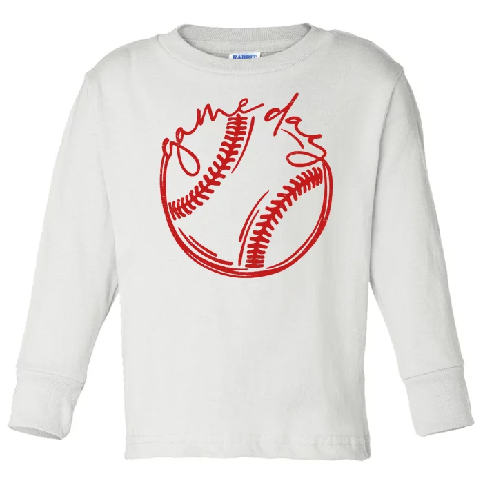 Game Day Baseball Toddler Long Sleeve Shirt