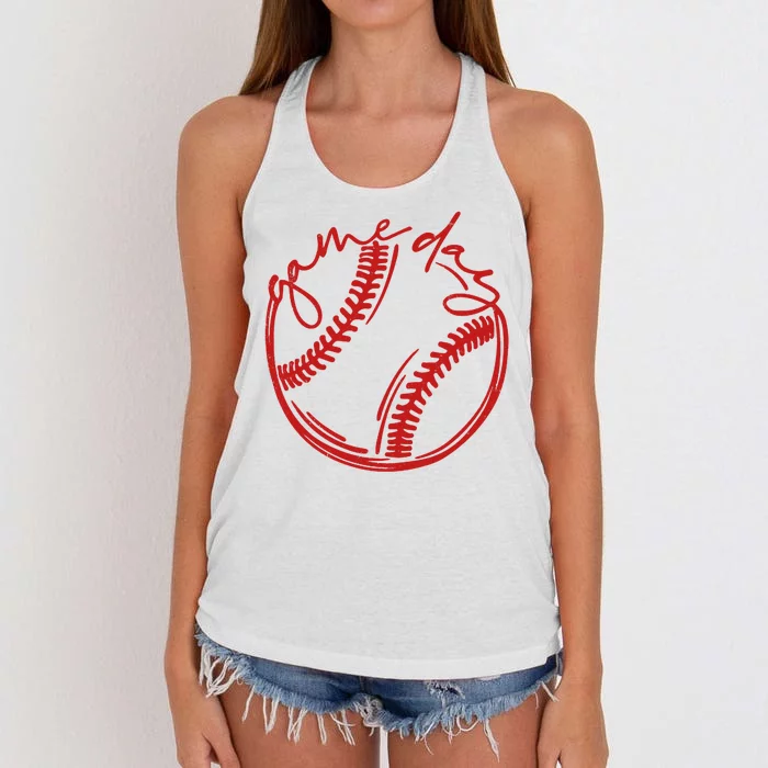 Game Day Baseball Women's Knotted Racerback Tank