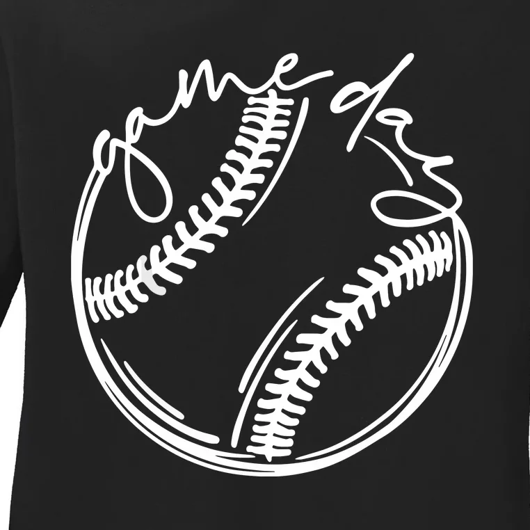 Game Day Baseball Baseball Life, Softball Life For Mom Ladies Long Sleeve Shirt