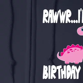 Girl Dinosaur Birthday Party - I'm The Birthday Girl Full Zip Hoodie