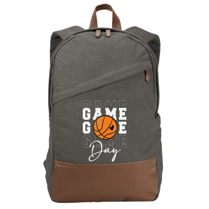 Game Day Basketball Boy Girl Basketball Mom Cotton Canvas Backpack