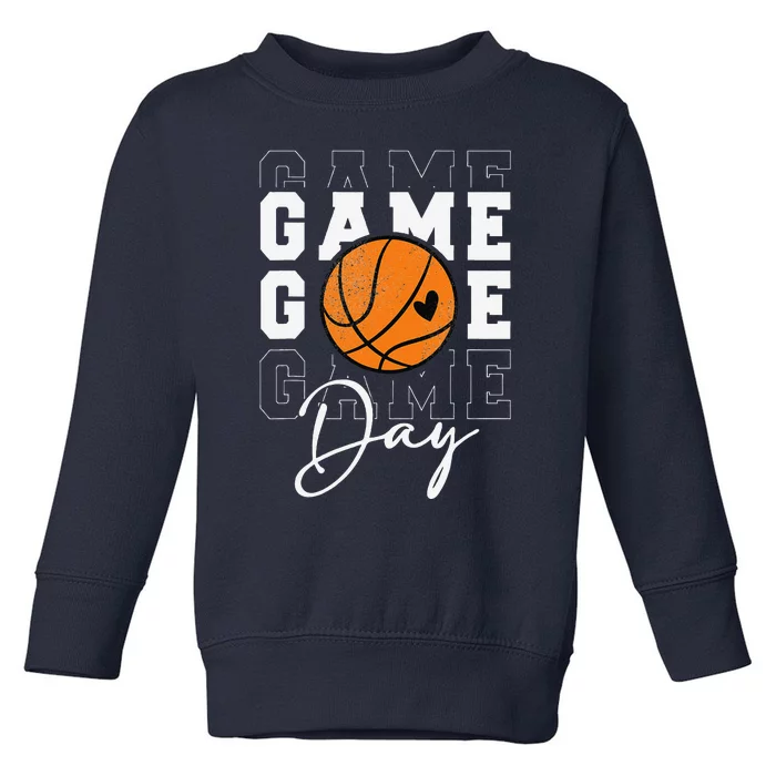 Game Day Basketball Boy Girl Basketball Mom Toddler Sweatshirt