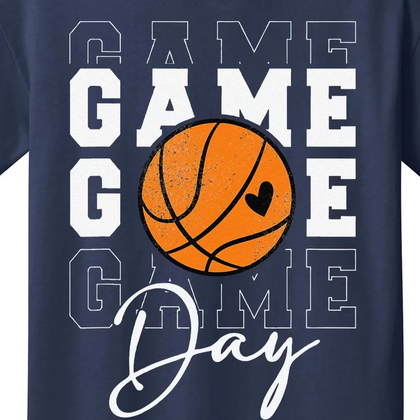 Game Day Basketball Boy Girl Basketball Mom Kids T-Shirt