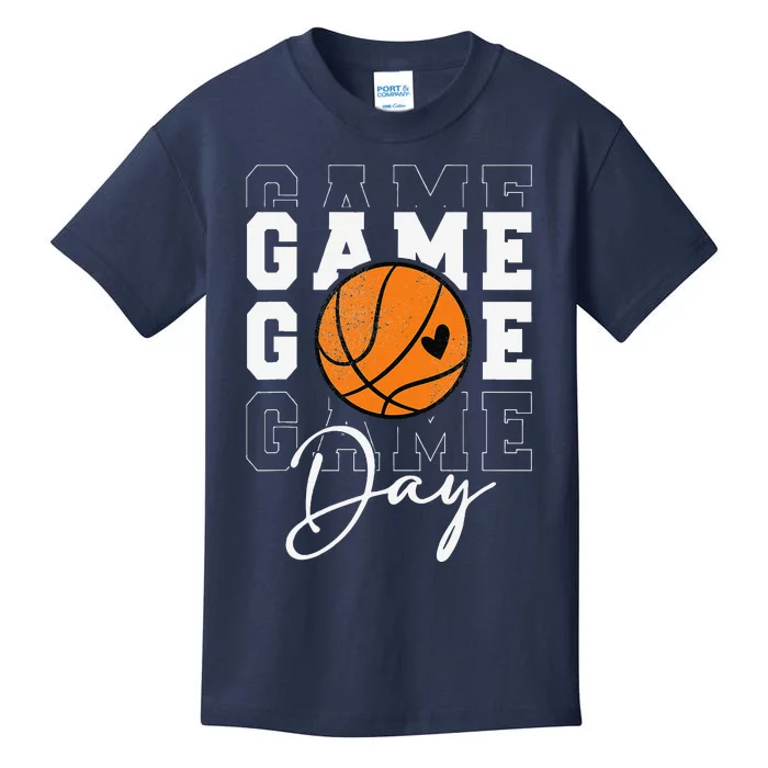 Game Day Basketball Boy Girl Basketball Mom Kids T-Shirt