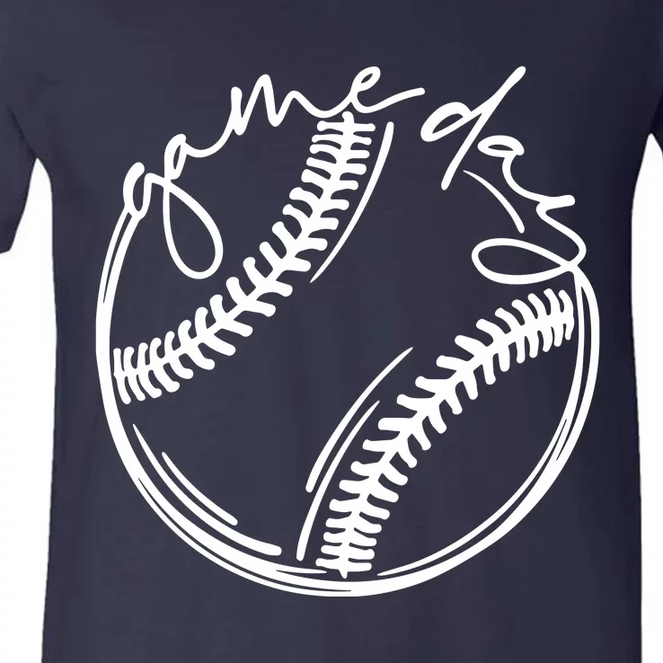 Game Day Baseball Baseball Life, Softball Life For Mom V-Neck T-Shirt