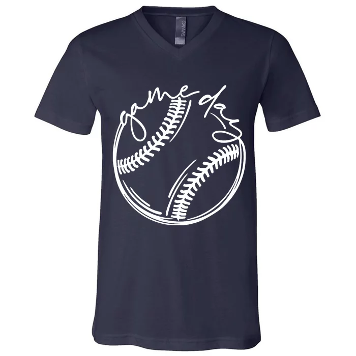 Game Day Baseball Baseball Life, Softball Life For Mom V-Neck T-Shirt