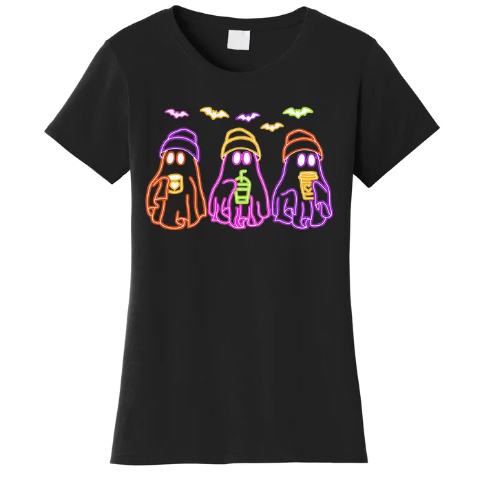 Ghost Drinking Coffee Funny Halloween Costume Coffee Lover Women's T-Shirt