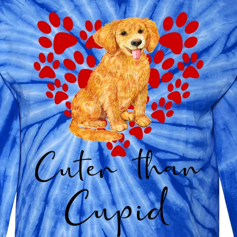 Goldie Dog Cuter Than Cupid Golden Retriever Valentines Day Cute Gift Tie-Dye Long Sleeve Shirt