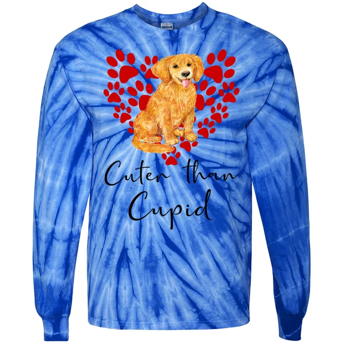 Goldie Dog Cuter Than Cupid Golden Retriever Valentines Day Cute Gift Tie-Dye Long Sleeve Shirt