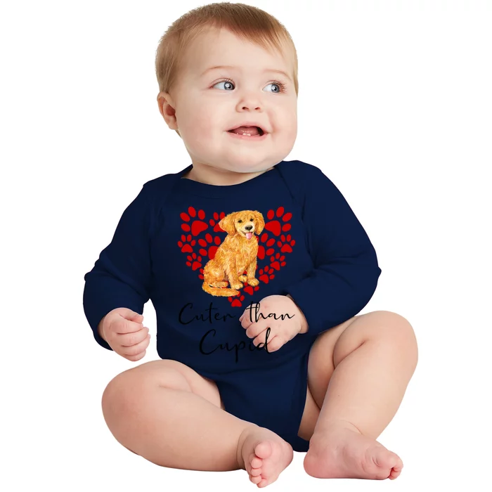 Goldie Dog Cuter Than Cupid Golden Retriever Valentines Day Cute Gift Baby Long Sleeve Bodysuit