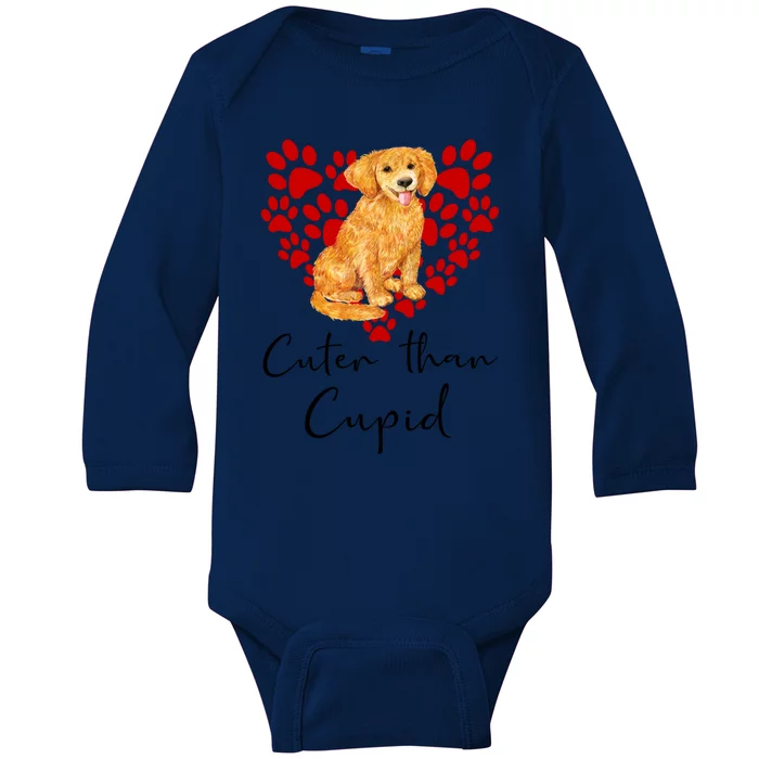 Goldie Dog Cuter Than Cupid Golden Retriever Valentines Day Cute Gift Baby Long Sleeve Bodysuit