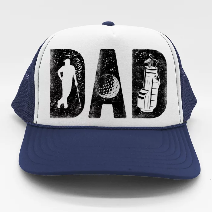 Golfing Dad Classic Bold Font FatherS Day Golf Daddy Trucker Hat