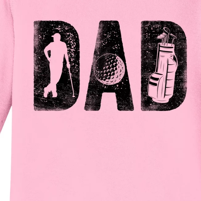 Golfing Dad Classic Bold Font FatherS Day Golf Daddy Baby Long Sleeve Bodysuit