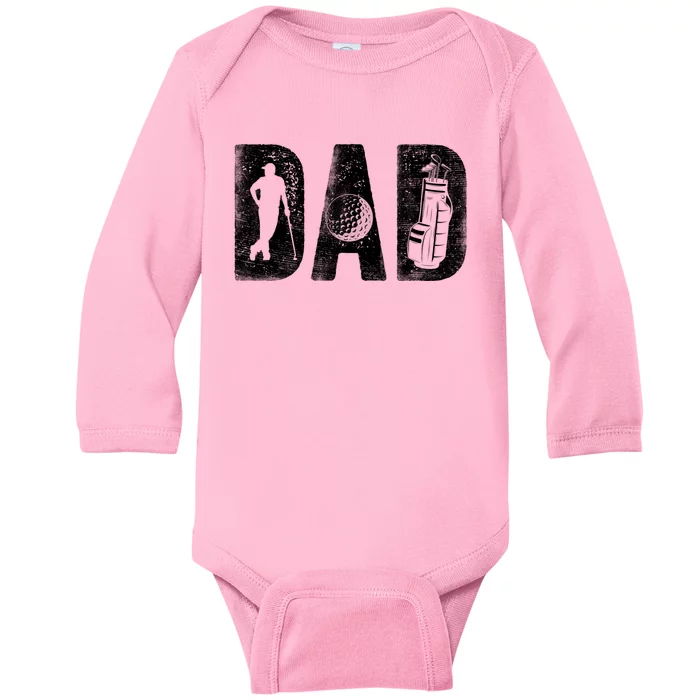 Golfing Dad Classic Bold Font FatherS Day Golf Daddy Baby Long Sleeve Bodysuit