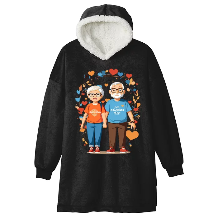 Grandparents Day Celebration Artwork Hooded Wearable Blanket