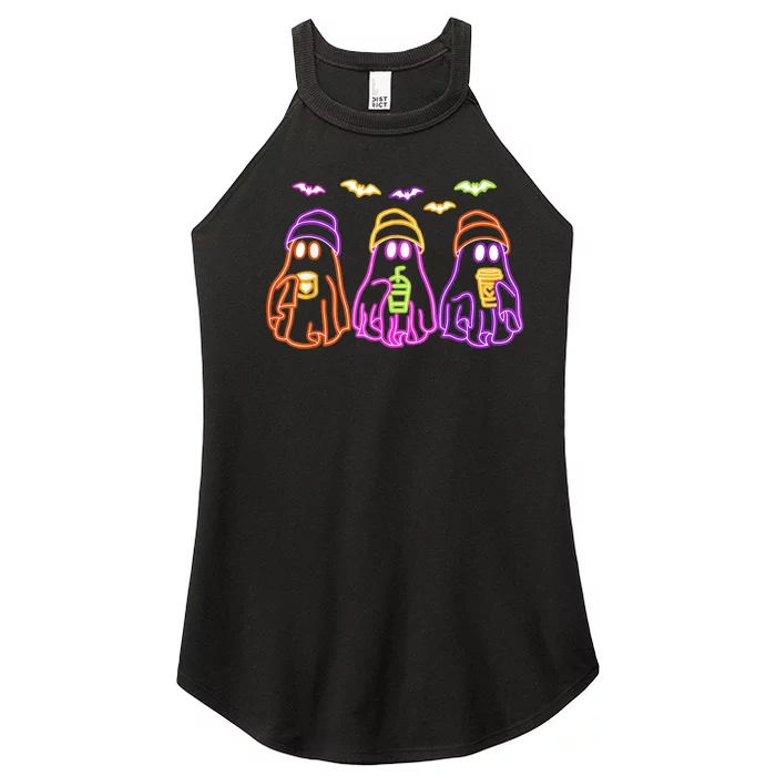 Ghost Drinking Coffee Funny Halloween Costume Coffee Lover Women’s Perfect Tri Rocker Tank