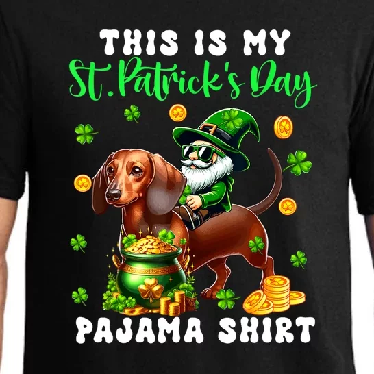 Gnome Dachshund Clovers Lover St. Patricks Day Pajama Gift Pajama Set