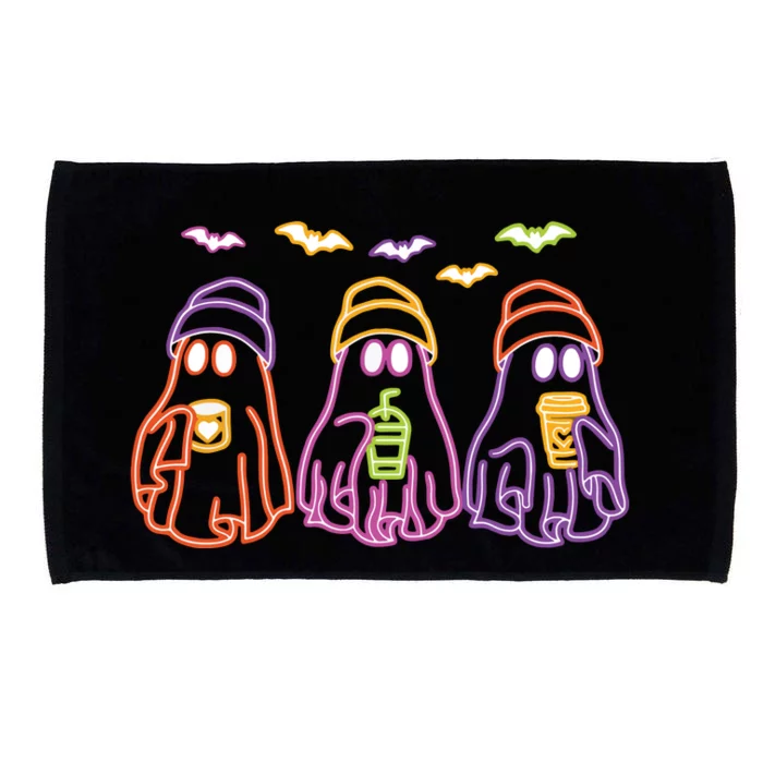 Ghost Drinking Coffee Funny Halloween Costume Coffee Lover Microfiber Hand Towel