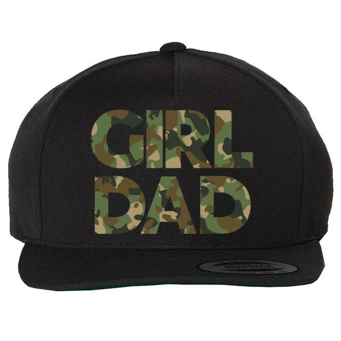 Girl Dad Camo For Men Dad Of Girl Outnumbered Girl Dad Wool Snapback Cap