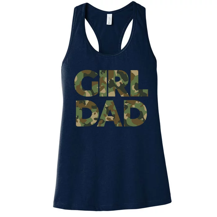 Girl Dad Camo For Men Dad Of Girl Outnumbered Girl Dad Women's Racerback Tank