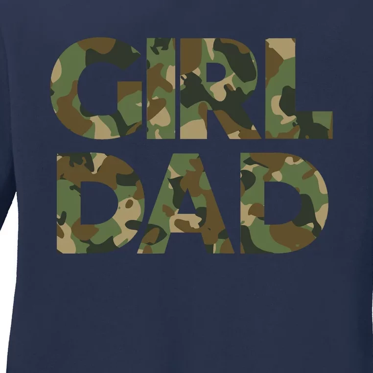 Girl Dad Camo For Men Dad Of Girl Outnumbered Girl Dad Ladies Long Sleeve Shirt