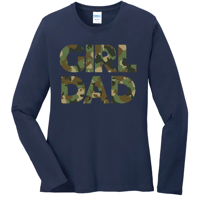 Girl Dad Camo For Men Dad Of Girl Outnumbered Girl Dad Ladies Long Sleeve Shirt