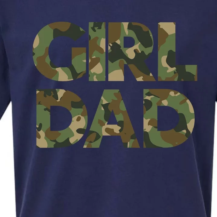 Girl Dad Camo For Men Dad Of Girl Outnumbered Girl Dad Sueded Cloud Jersey T-Shirt