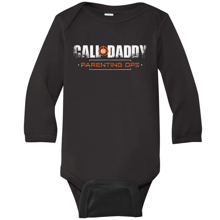 Gamer Dad Call Of Daddy Parenting Ops Funny FatherS Day Baby Long Sleeve Bodysuit