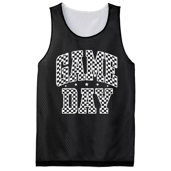 Game Day Checkered Football Sport Mesh Reversible Basketball Jersey Tank