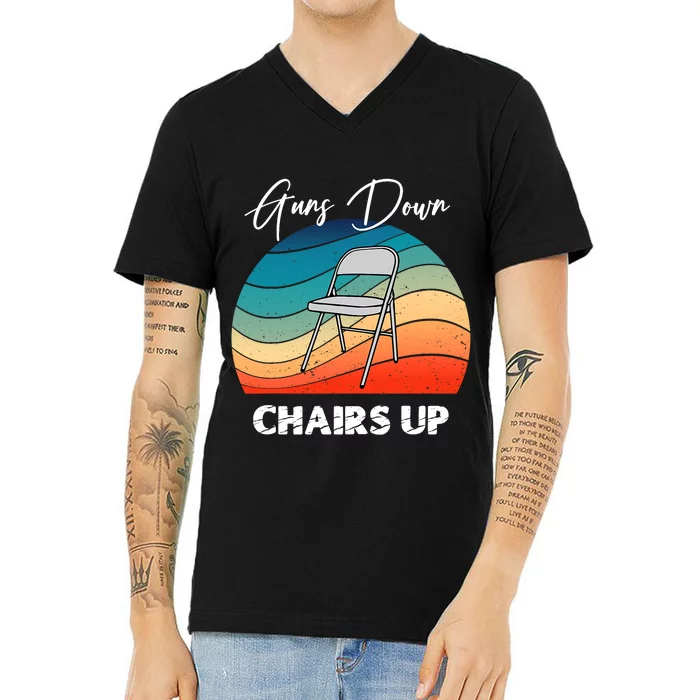 Guns Down Chairs Up Montgomery Alabama Folding Chair V-Neck T-Shirt