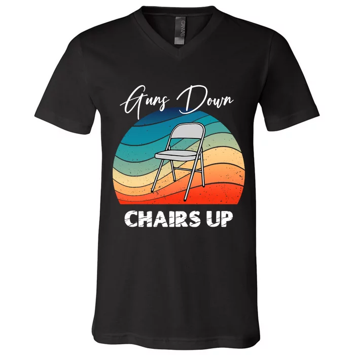 Guns Down Chairs Up Montgomery Alabama Folding Chair V-Neck T-Shirt