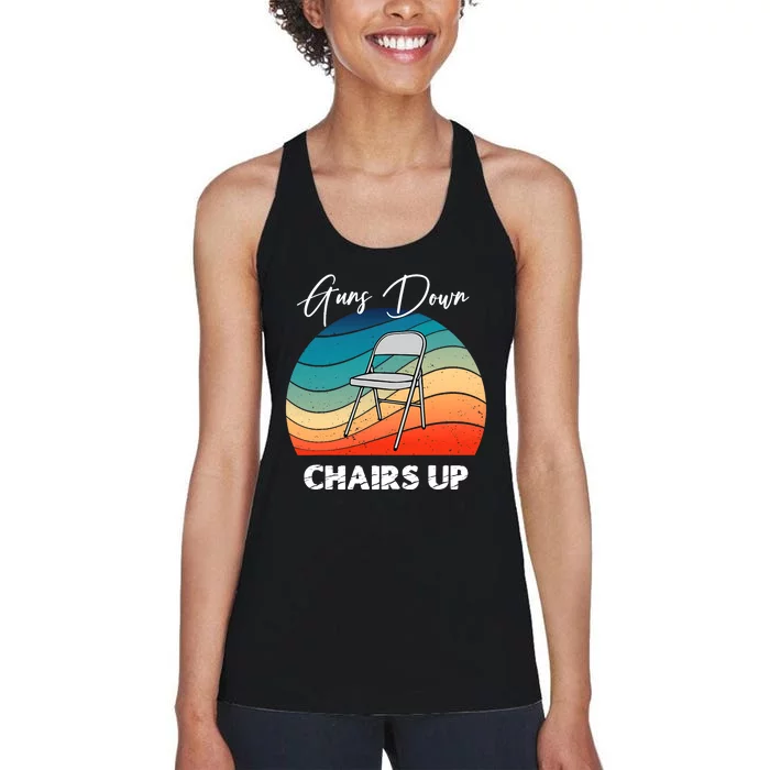 Guns Down Chairs Up Montgomery Alabama Folding Chair Women's Racerback Tank